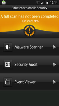 BitDefender Mobile Security for Android メイン画面